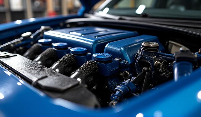 精密に調整されたエンジンのクローズアップ